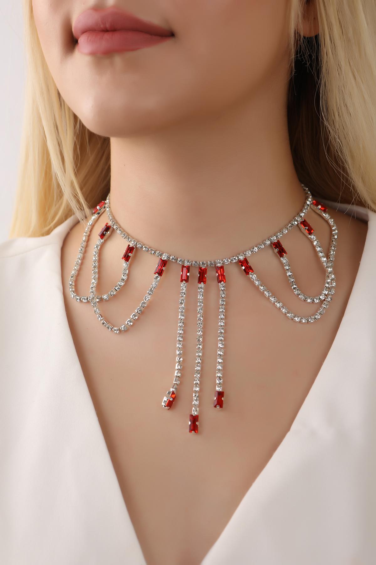 Stylish%20Su%20Yolu%20Kırmızı%20Taşlı%20Çok%20Taşlı%20Choker%20Kolye%20Tasarım%20Choker%20Kolye%20Gerdanlık%20Boyunluk