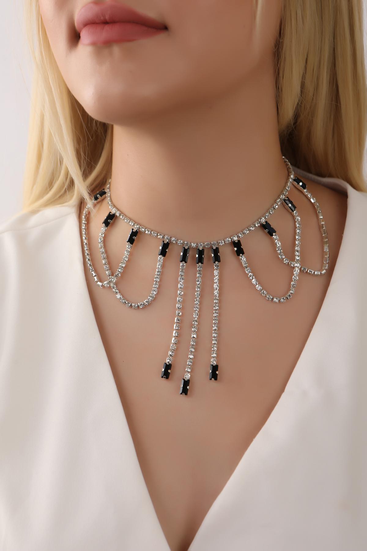 Stylish%20Su%20Yolu%20Siyah%20Taşlı%20Çok%20Taşlı%20Choker%20Kolye%20Tasarım%20Choker%20Kolye%20Gerdanlık%20Boyunluk