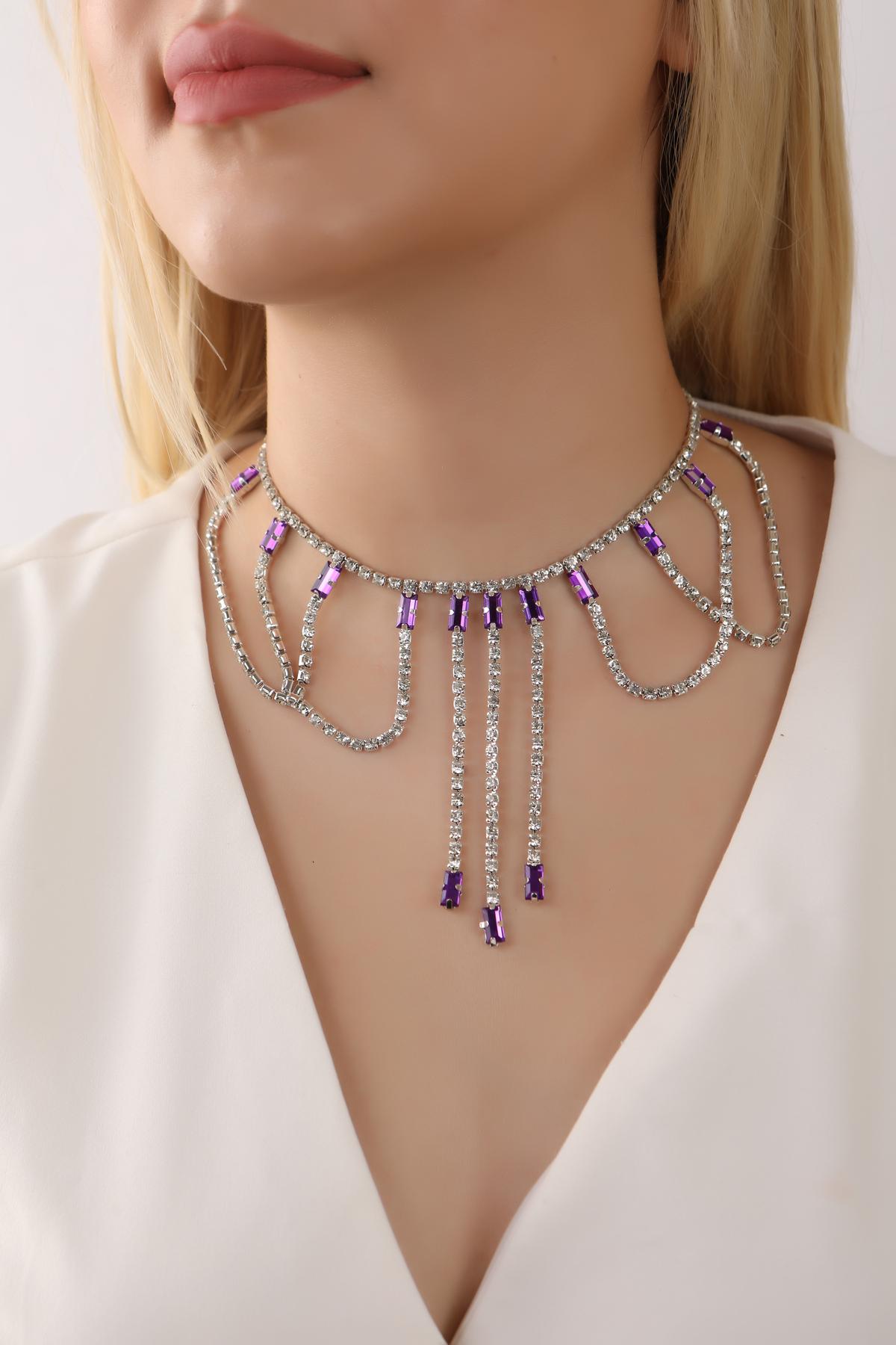 Stylish%20Su%20Yolu%20Mor%20Taşlı%20Çok%20Taşlı%20Choker%20Kolye%20Tasarım%20Choker%20Kolye%20Gerdanlık%20Boyunluk