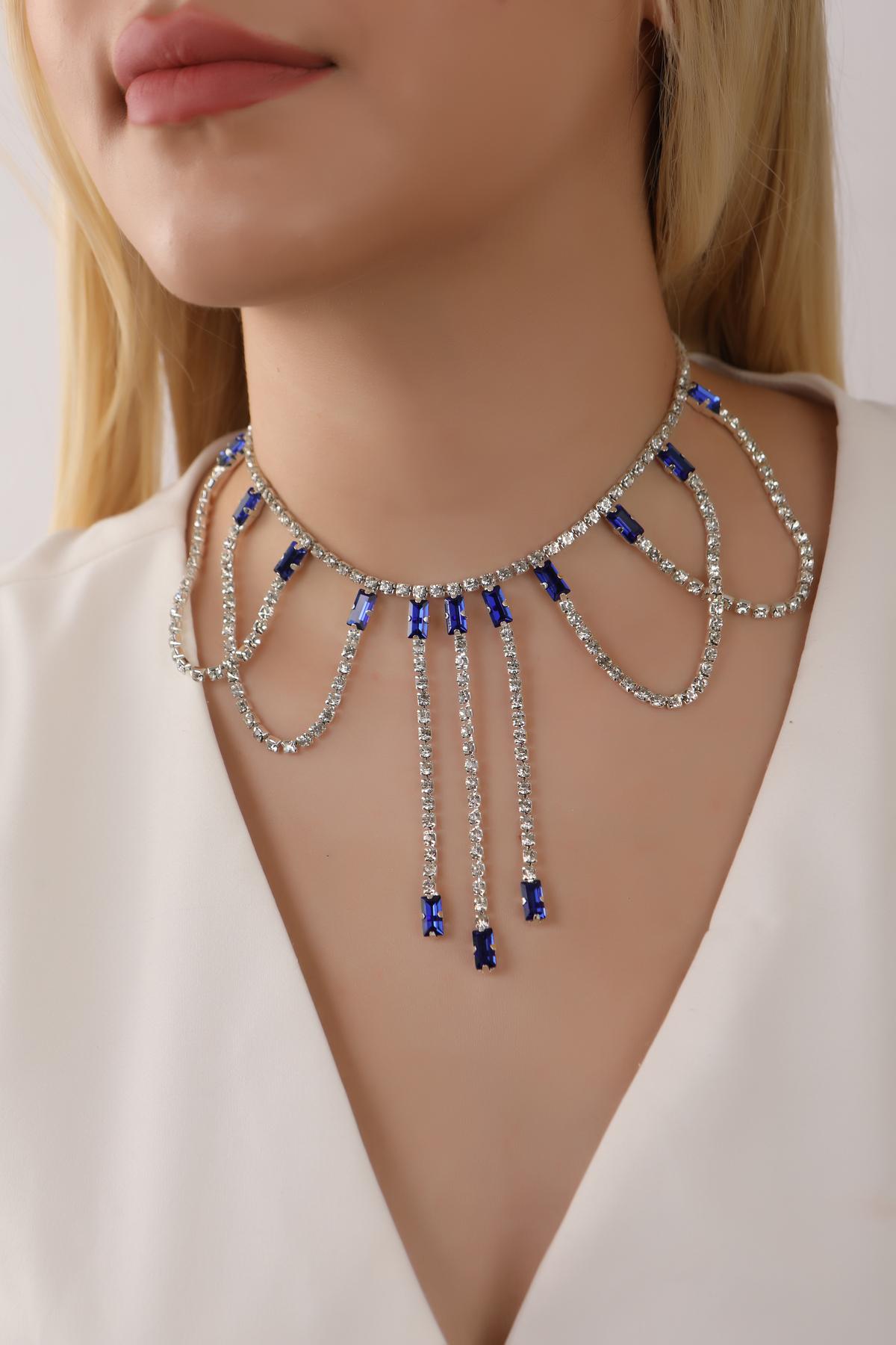 Stylish%20Su%20Yolu%20Mavi%20Taşlı%20Çok%20Taşlı%20Choker%20Kolye%20Tasarım%20Choker%20Kolye%20Gerdanlık%20Boyunluk