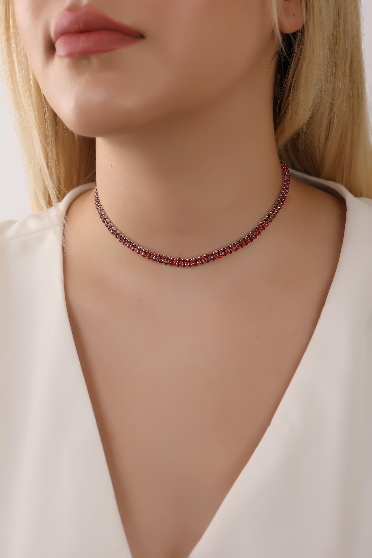 Kırmızı%20Renk%20Su%20Yolu%202%20Sıralı%20Taşlı%20Choker%20Kolye%20Taşlı%20Kolye%20Trend%20Choker%20Gerdanlık