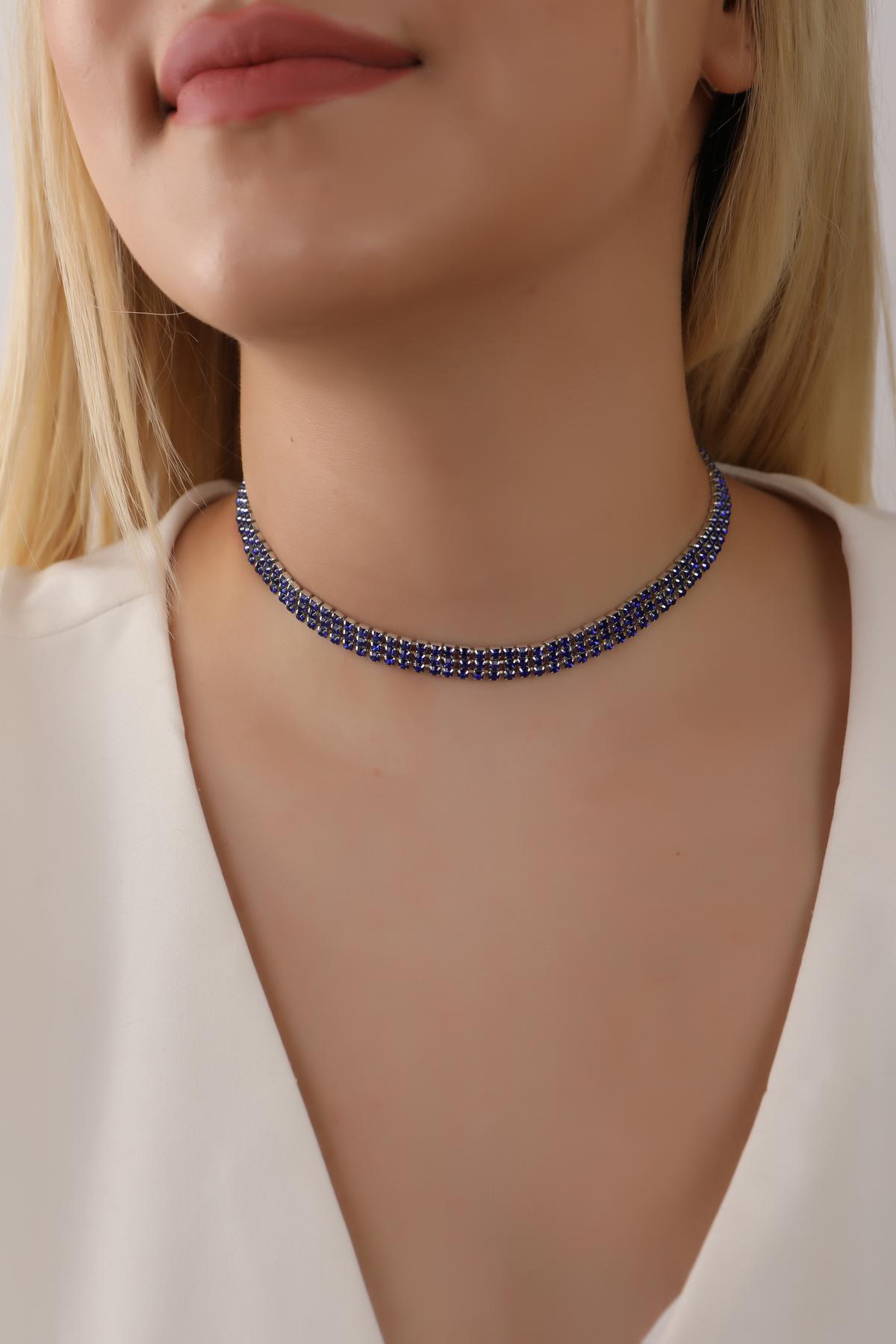 Mavi%20Renk%20Su%20Yolu%203%20Sıralı%20Taşlı%20Choker%20Kolye%20Taşlı%20Kolye%20Trend%20Choker%20Kolye%20Gerdanlık